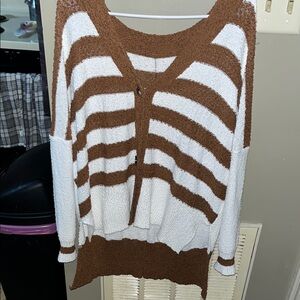 Striped Brown and White Women's Sweater